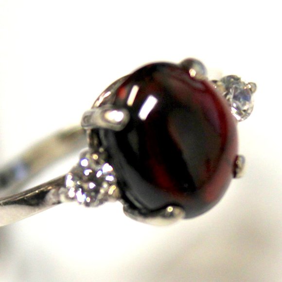 Sterling Silver Garnet w/ Cubic Zirconium Ring